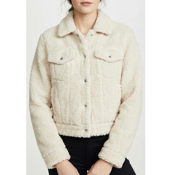 Abercrombie & Fitch Jackets & Blazers - Abercrombie & Fitch Cropped Sherpa Trucker Jacket White XS